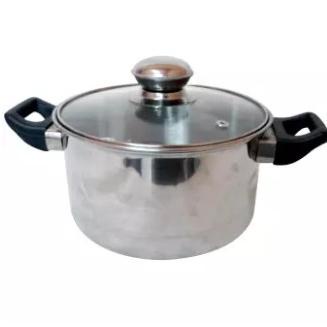 :::::::] 555 SA Panci Stainless Steel 18 cm Tutup Kaca - Silver
