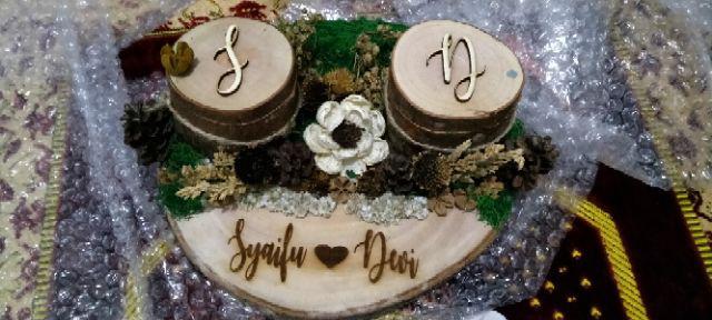 Ringbearer Arkanaya Wooden Log Dried Flowers Rustic Ringbox