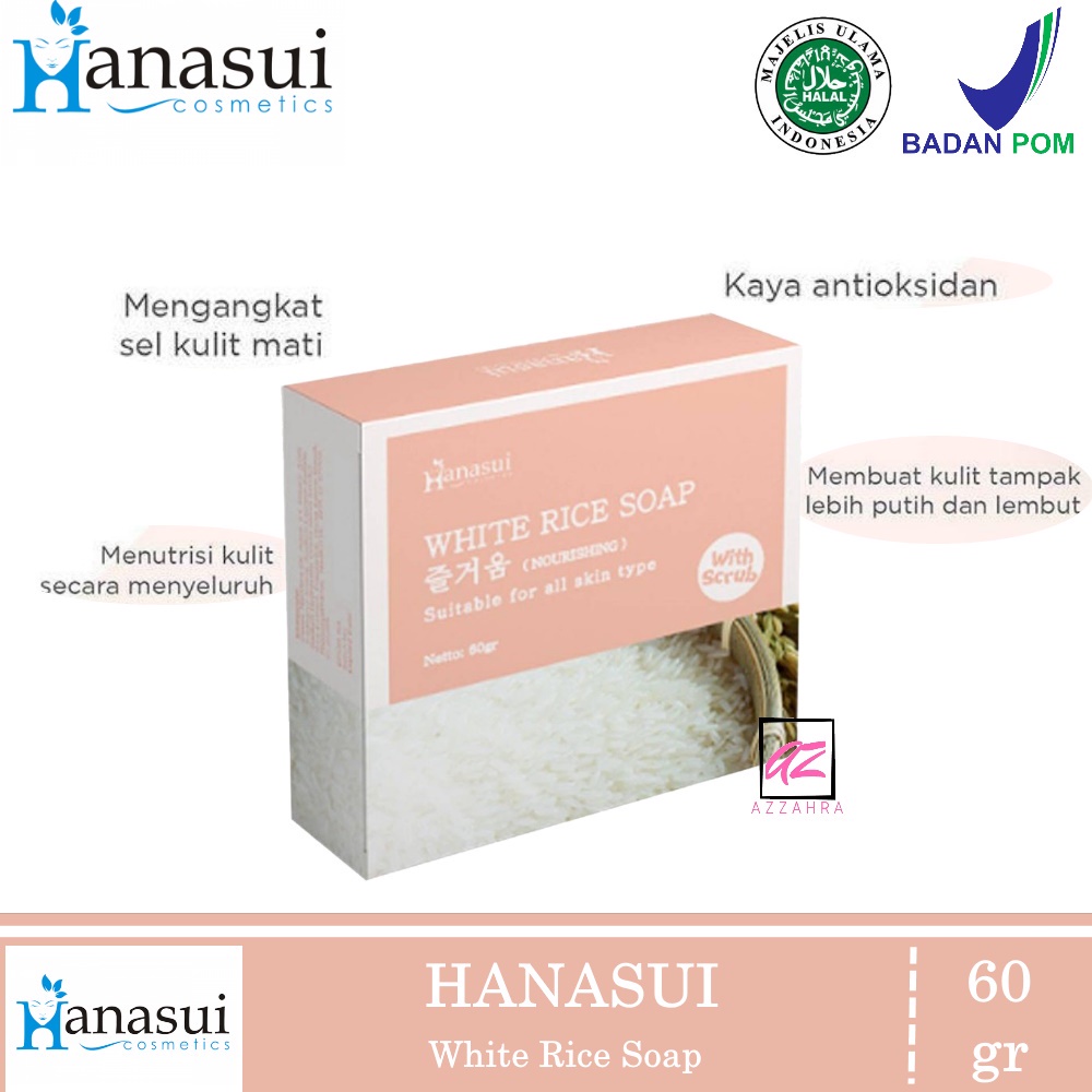 Hanasui Rice Soap Sabun Beras Hanasui Pencerah Kulit Wajah Dan Badan Pembersih Jerawat Komedo Dan Beruntusan Ori BPOM 2