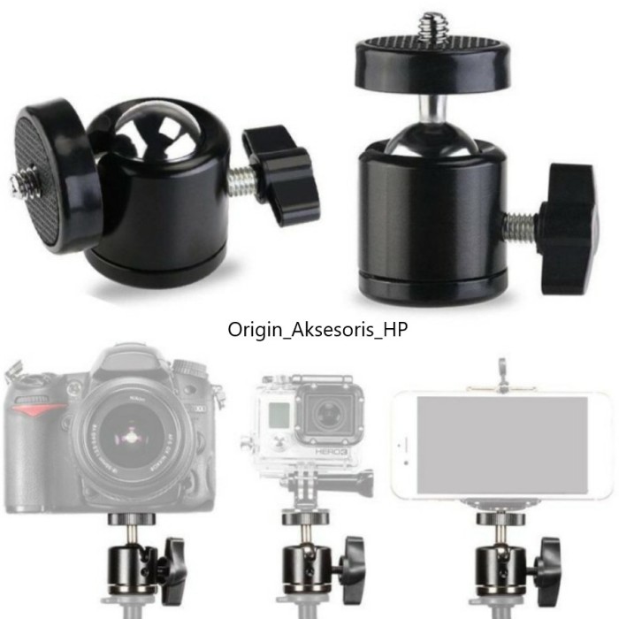 Ring Ball Head Tripod Kamera DSLR BallHead Mini Monopod 360 Swivel 1/4