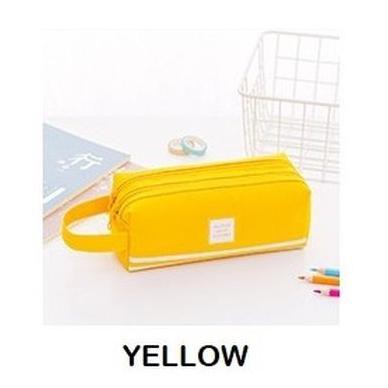 

PENCIL BAG TWO STORAGE with STRIPE design / Kotak Pensil 2 kantong - Yellow