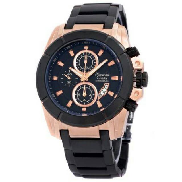 Alexandre Christie - Jam Tangan Pria - Hitam Kombinasi Rosegold - AC6226MC