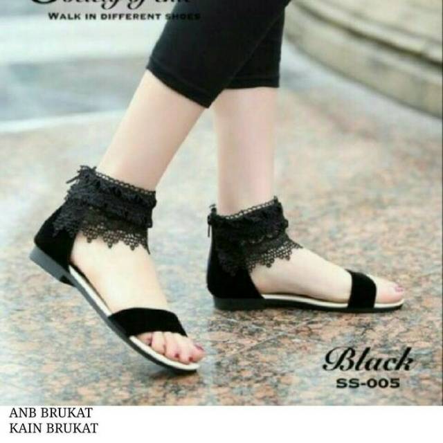 DF. ANB BRUKAT HITAM FLAT SHOES