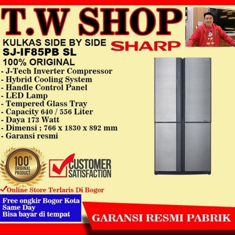 KULKAS SHARP SJ-IF85PB-SL SIDE BY SIDE 4PINTU J-TECH INVERTER HYBRID