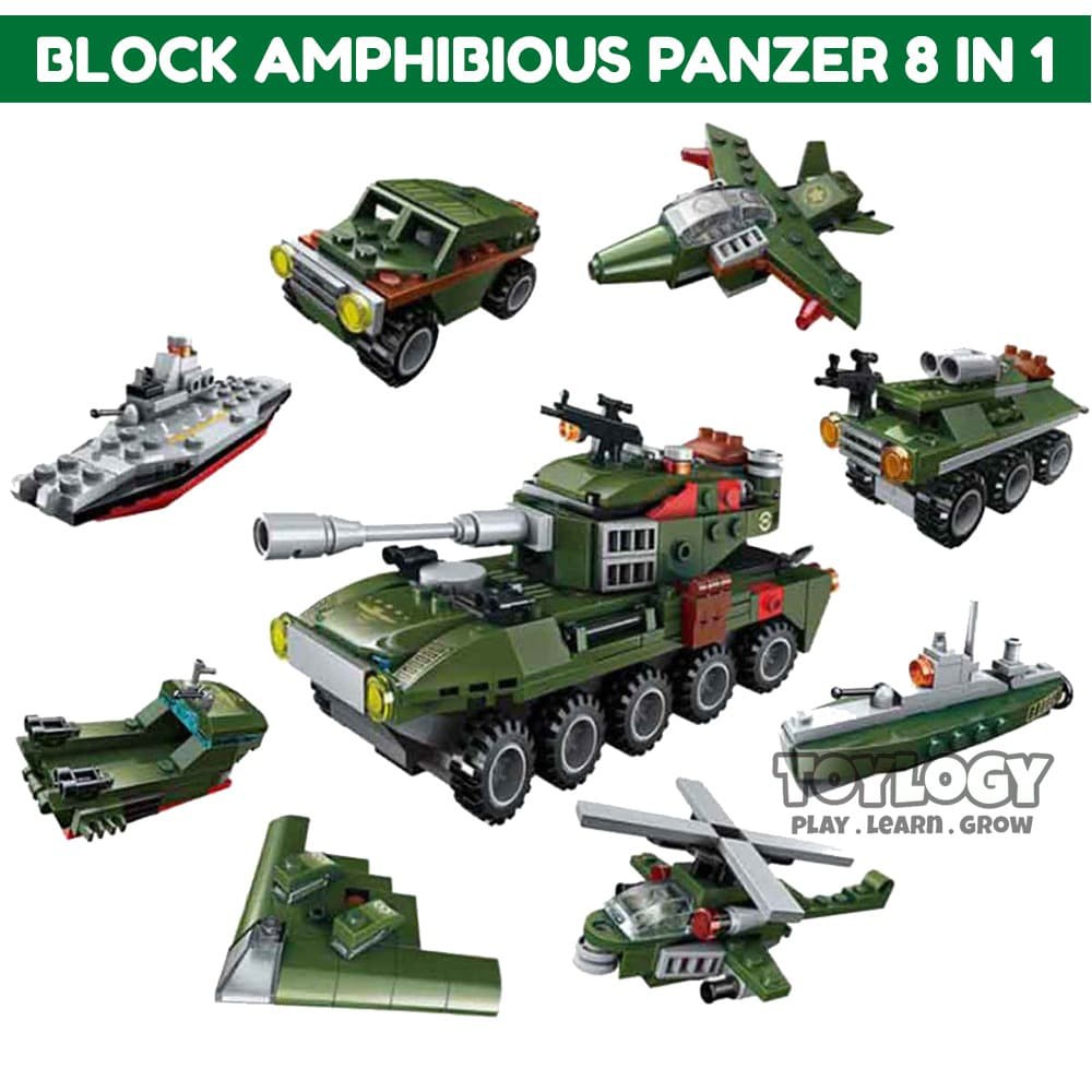 Super Sale Mainan Block Anak Qman Amphibious Panzer Tank 8in1 Balok Brick 1803