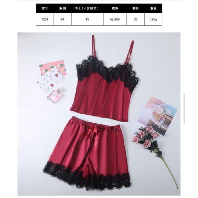 Aneka macam Set Kamisol satin licin baju tidur wanita mengkilap sleepwear