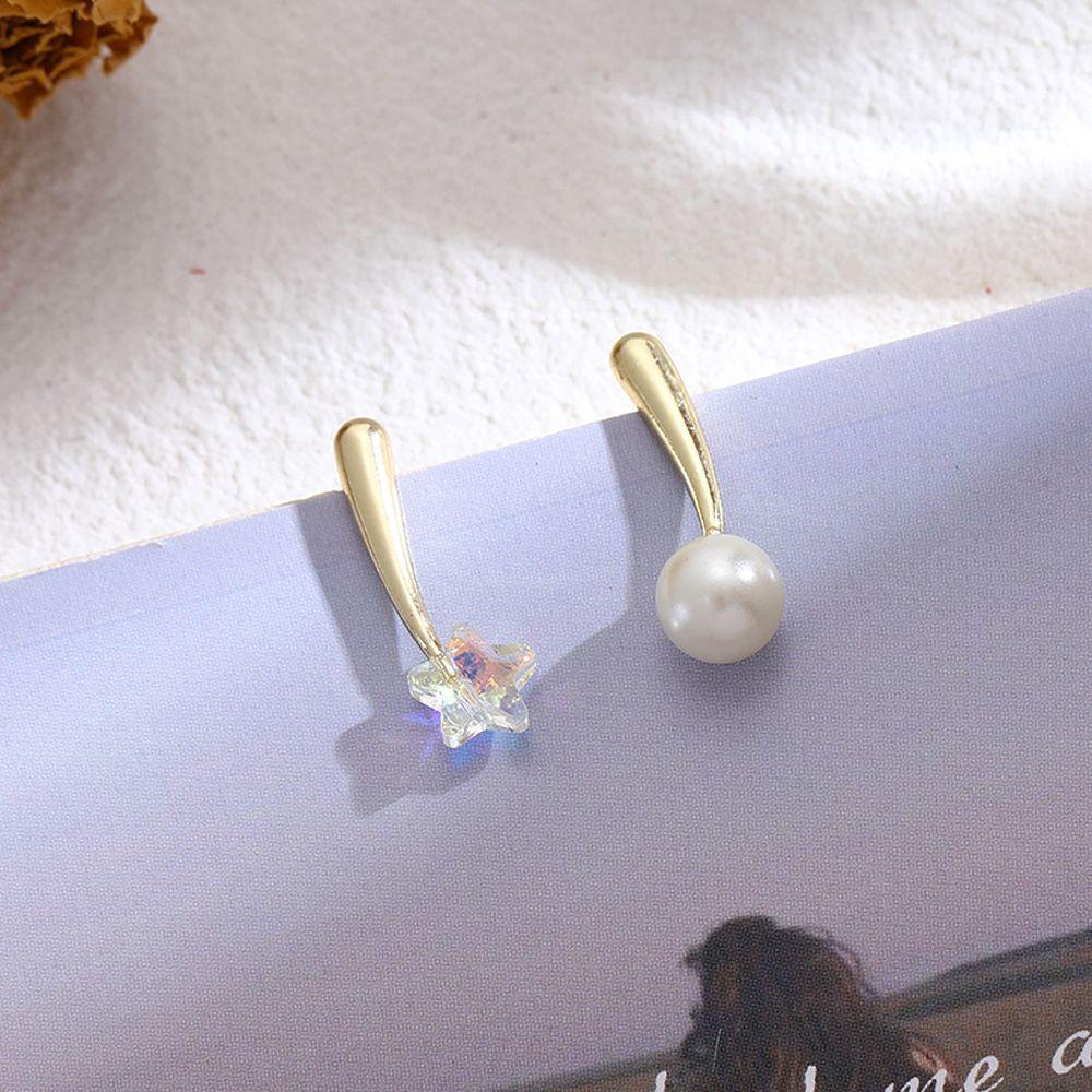 Mxbeauty Anting Menjuntai Wanita Trendi Vintage Mutiara Untuk Perempuan Asimetri Star Drop Earrings