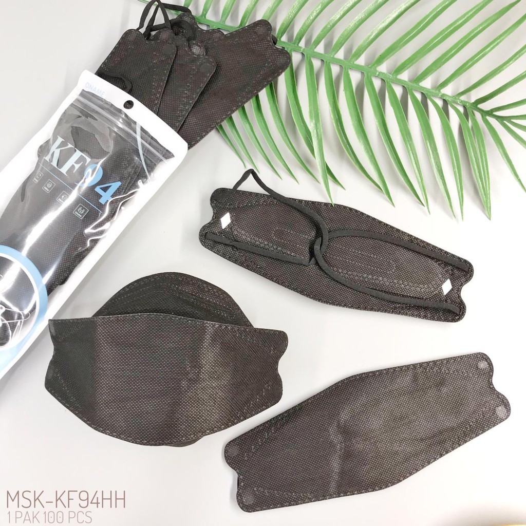 MASKER KF94 HITAM HIJAB ISI 10 PCS