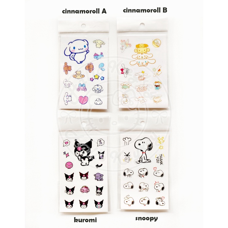 

stiker mika plastik cinnamoroll kuromi snoopy
