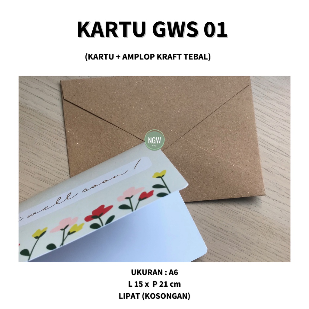 Kartu GWS get well soon ucapan lekas sembuh A6 + amplop kraft set - 01