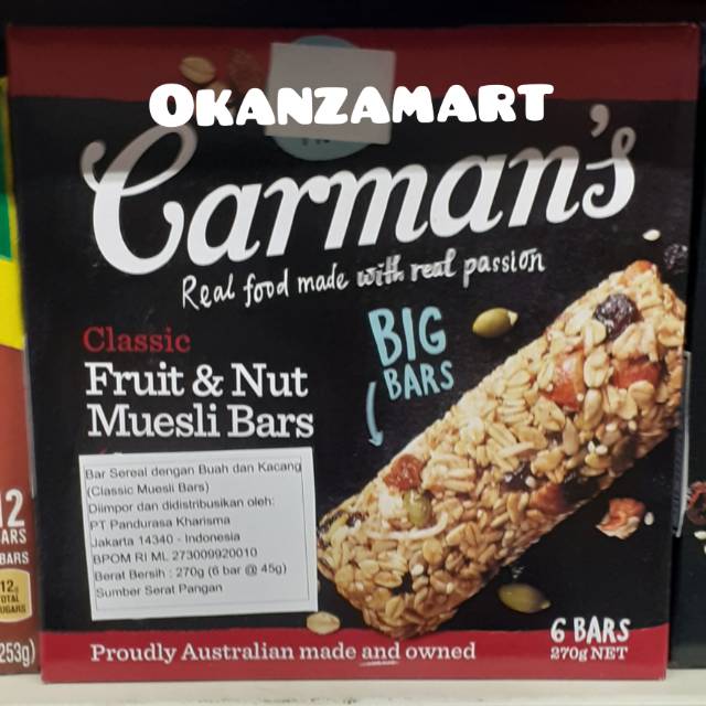 

Carman's Carmans Classic Fruit Muesli Bar 270gr