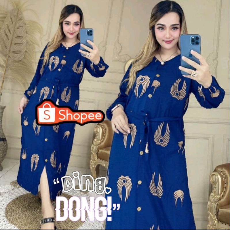 Dress Wanita Terbaru Daster Andin Kancing lengan panjang