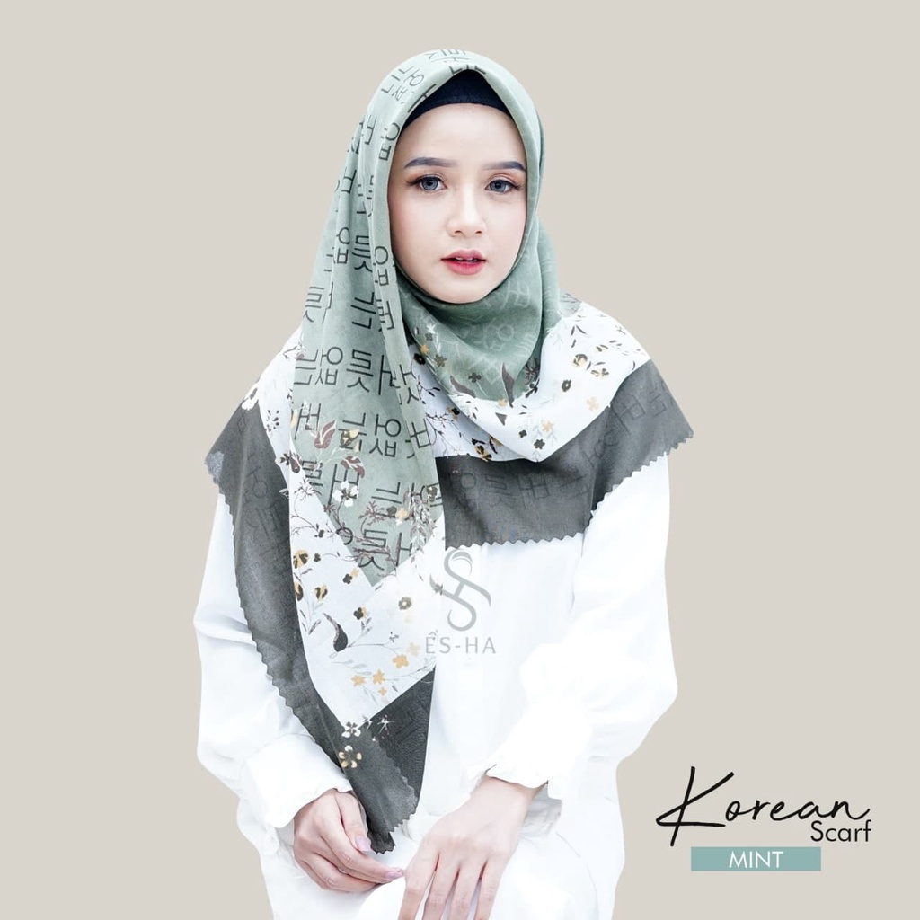 (PART 1) Series Hijab Motif Voal / Segiempat Motif Voal Premium Exclusive-KOREAN MINT