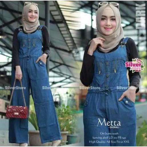 SIZE BESAR!! MAYA OVERALL MATT JEANS WASH QUALITY SUSPENDER DAPAT DIATUR