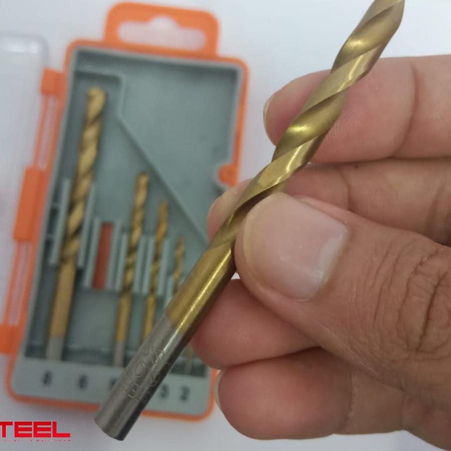 ☝ MATA BOR BESI HSS STEEL TITANIUM SET 6 PCS TWIST DRILL SET DRILL BITS HSS TITANIUM ASTEEL - MATA B