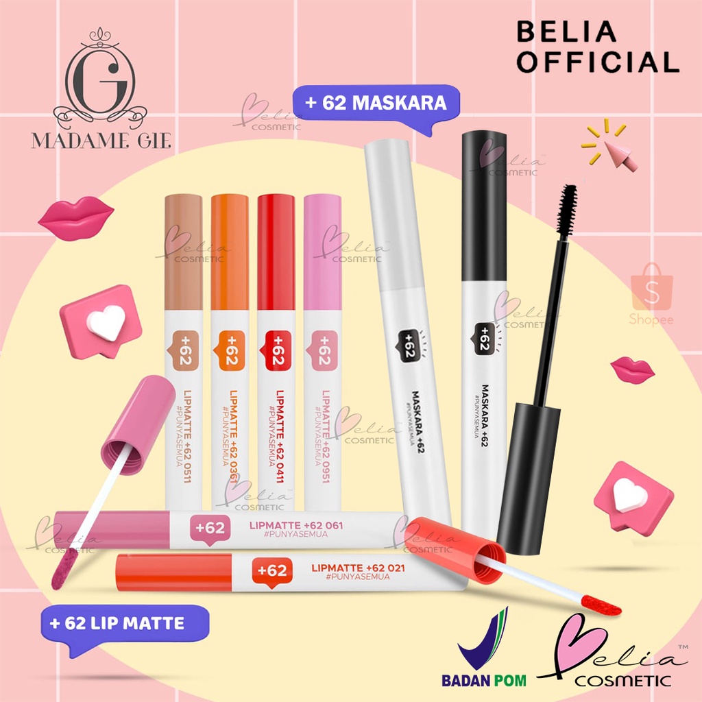 ❤ BELIA ❤ MADAME GIE +𝟲𝟮 Lip Matte Make Up Lipstick | Netizen Lip Matte | Maskara Hitam | Bening | Clear Mascara | Waterproof | Lip Cream lipcream +62 2mL Jakarta Bali Medan Madamegie Gisella