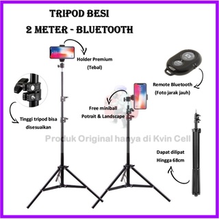 Tripod Handphone 2 Meter Besi Plus Mini ball head Free Holder Hp Free Tomsis Remote Bluetooth