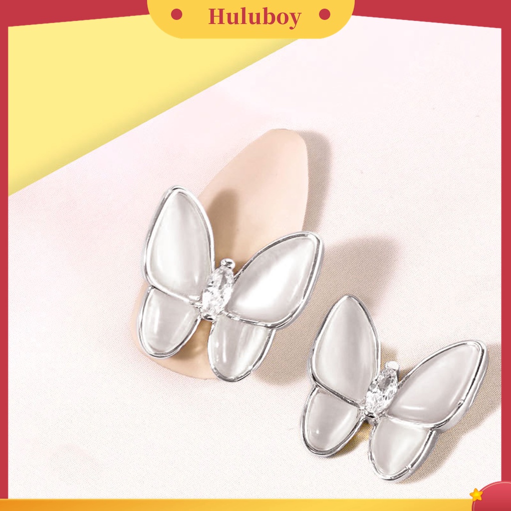 Huluboy Huluboy♡ 2pcs Kupu-Kupu Glitter Berlian Imitasi Untuk Dekorasi Nail Art DIY