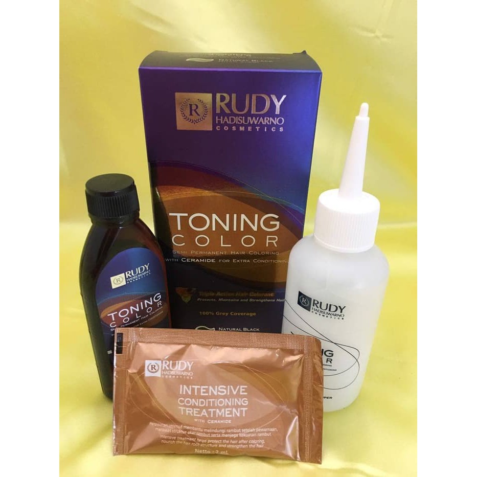 rudy hadisuwarno toning color semir rambut 1 set   hitam