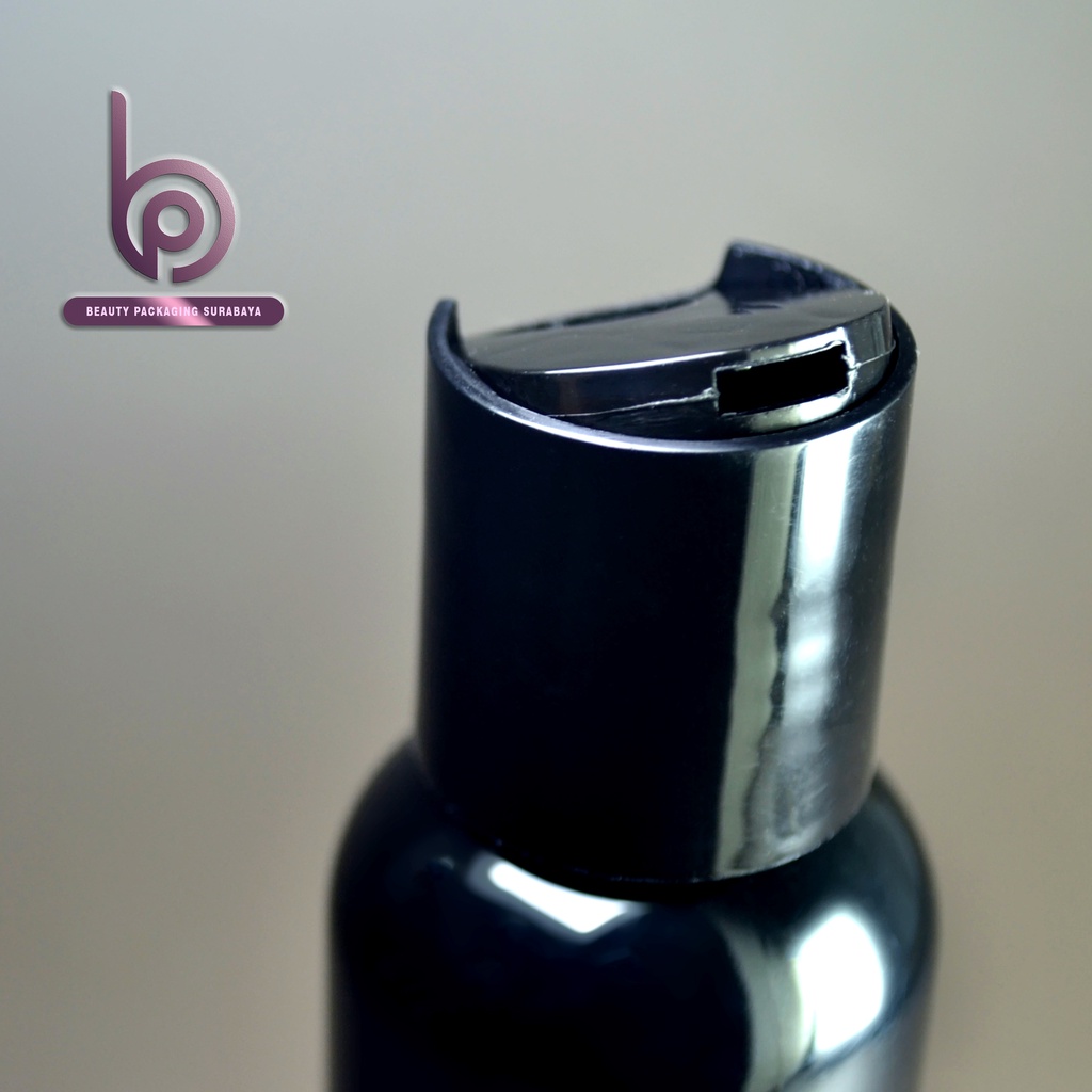 Botol Plastik PET 100ml BR Hitam Tutup Presstop