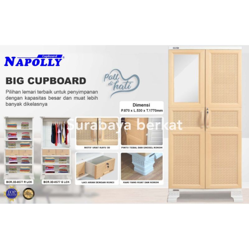 lemari pakaian plastik napolly bcr 3d 8577