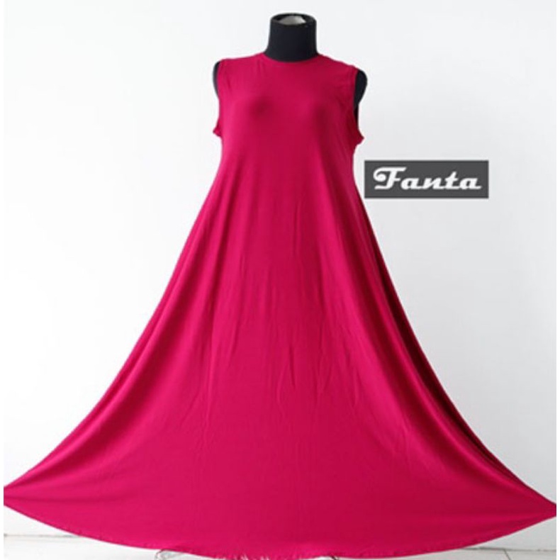 Baju Gamis Jersey Kutung Yukensi Dress Tanpa Lengan Kutung Busui Polos ASYITA DRESS Warna MERAH FANT