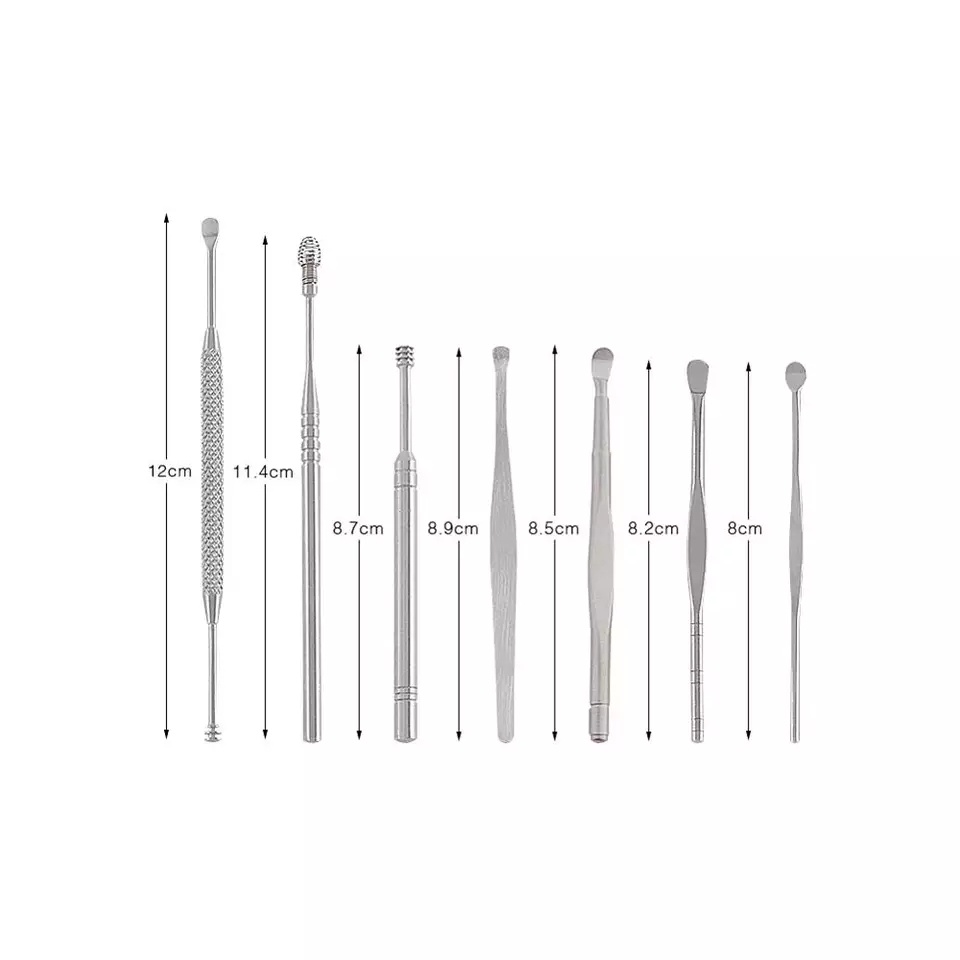 7 Set Alat Pembersih Telinga Baja Tahan Karat Korek Kuping Ear Wax Picker Free Box F646