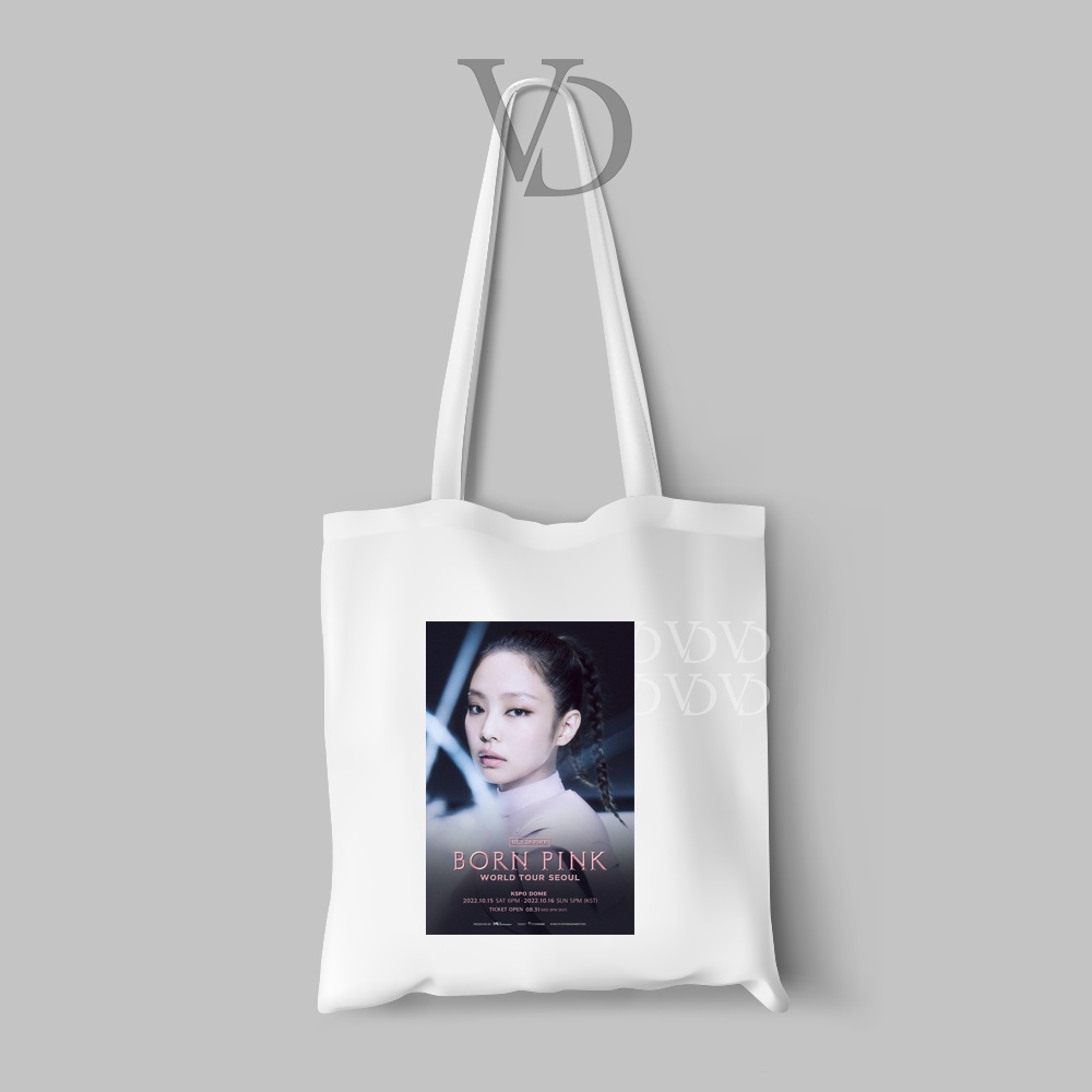 TOTE BAG KANVAS MOTIF born pink venom/ KPOP TOTE BAG / TAS BELANJA MOTIF KOREA / lalisa jennie jisoo rose