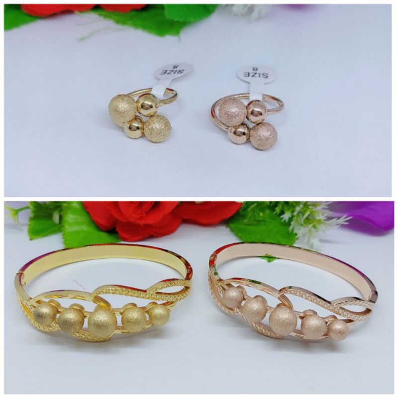 Set Gelang+Cincin Titanium Bola Manik terbaru