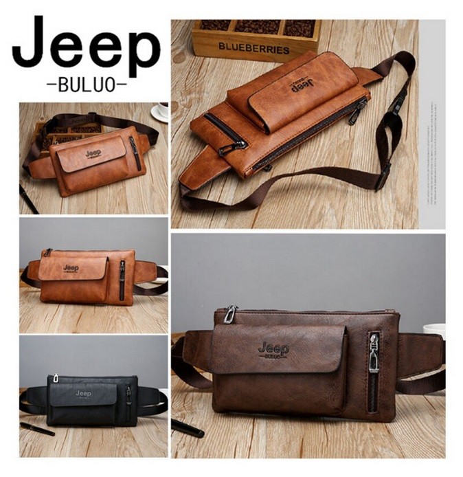 TAS IMPORT PINGGANG SELEMPANG PRIA ORIGINAL JEEP BULUO IMPORT - KHAKI