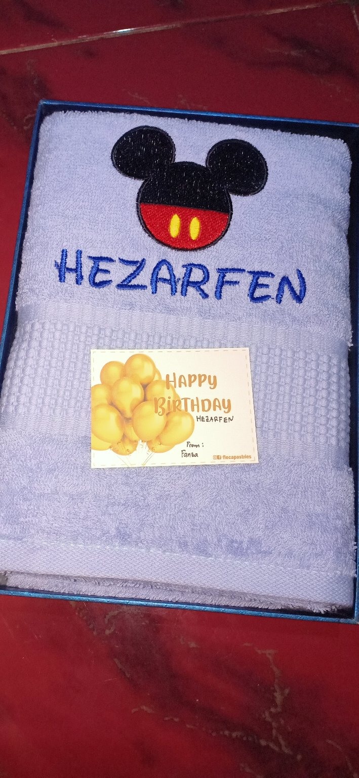 Hampers Handuk Unicorn Minnie Mickey Mouse Doraemon Bordir Nama Kado Ultah Souvenir Anak Custom