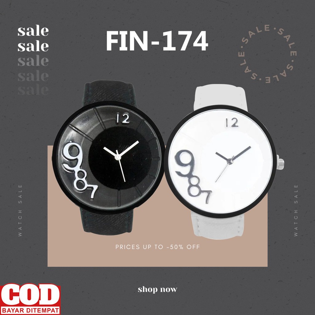 FIN-174 jam tangan analog wanita leather strap unisex watch kado ulang tahun