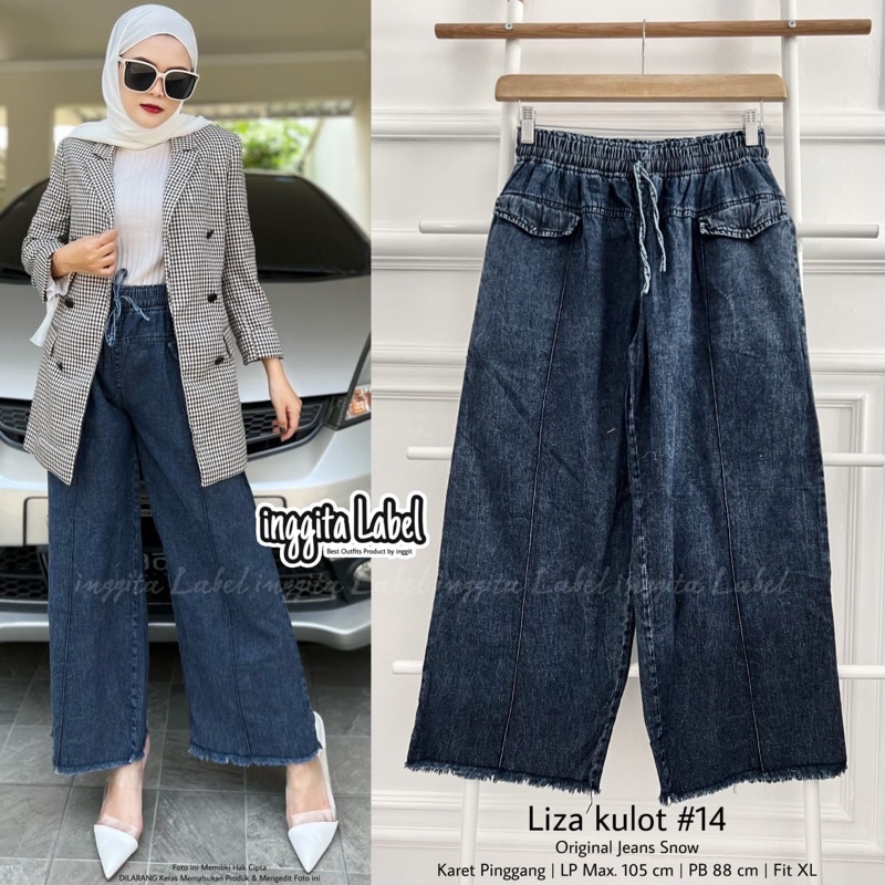 Celana Kulot Jeans Wanita Denim Premium Bawahan Wanita Murah-Liza kulot
