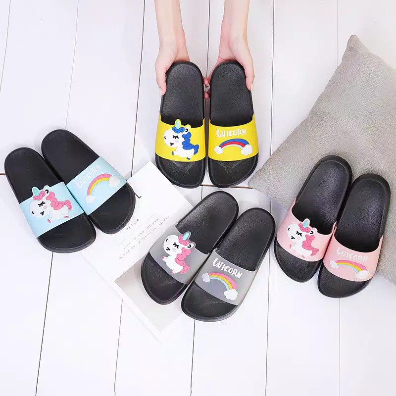 SANDAL DARK UNICORN Sandal selop karet lucu anak, Sandal anak dino lucu