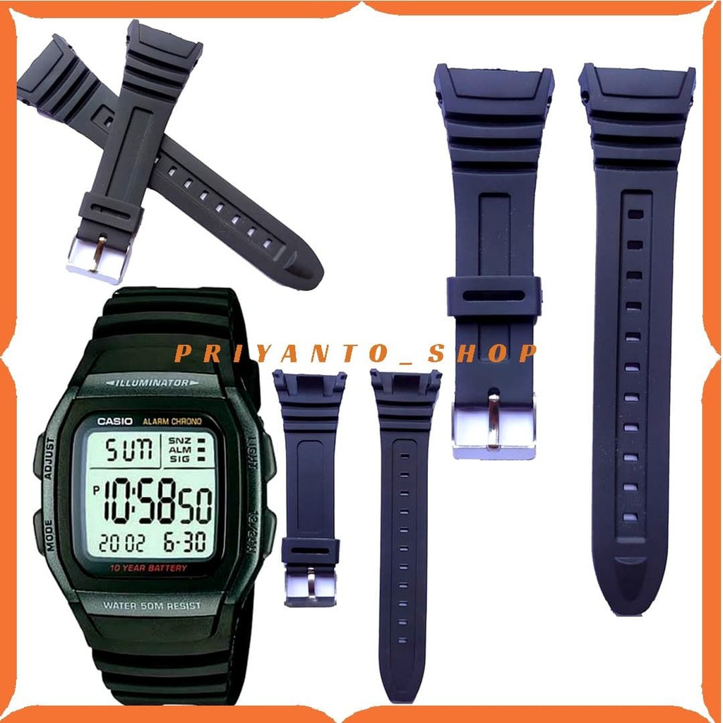 Tali Jam Casio W96H Tali strap watch jam Tangan Casio W-96H W 96 H Hitam