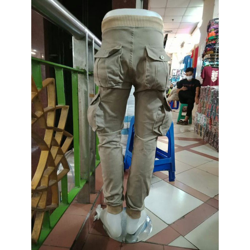 Celana joger karet pinggang  casual size 28/33 kantong taktical dan kimpul