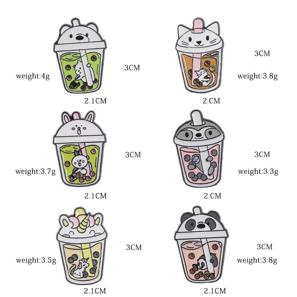 Lanfy Milk Tea Pet Bros Lucu Kartun Teh Susu Lencana Pin Kerah Pin Bentuk Hewan Enamel Pin