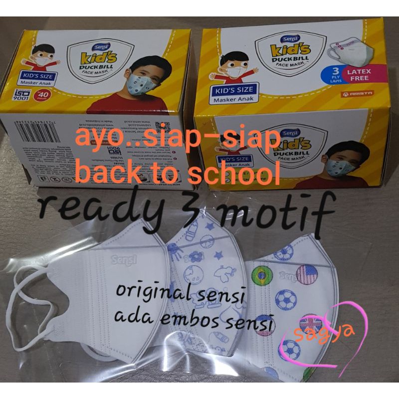 masker sensi duckbill anak 1 box isi 40 ada embos sensi original 100%