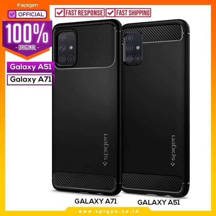 SPIGEN SAMSUNG GALAXY A51 RUGGED ARMOR CARBON FIBER BLACK CASE CASING MEDAN GRAB GOSEND