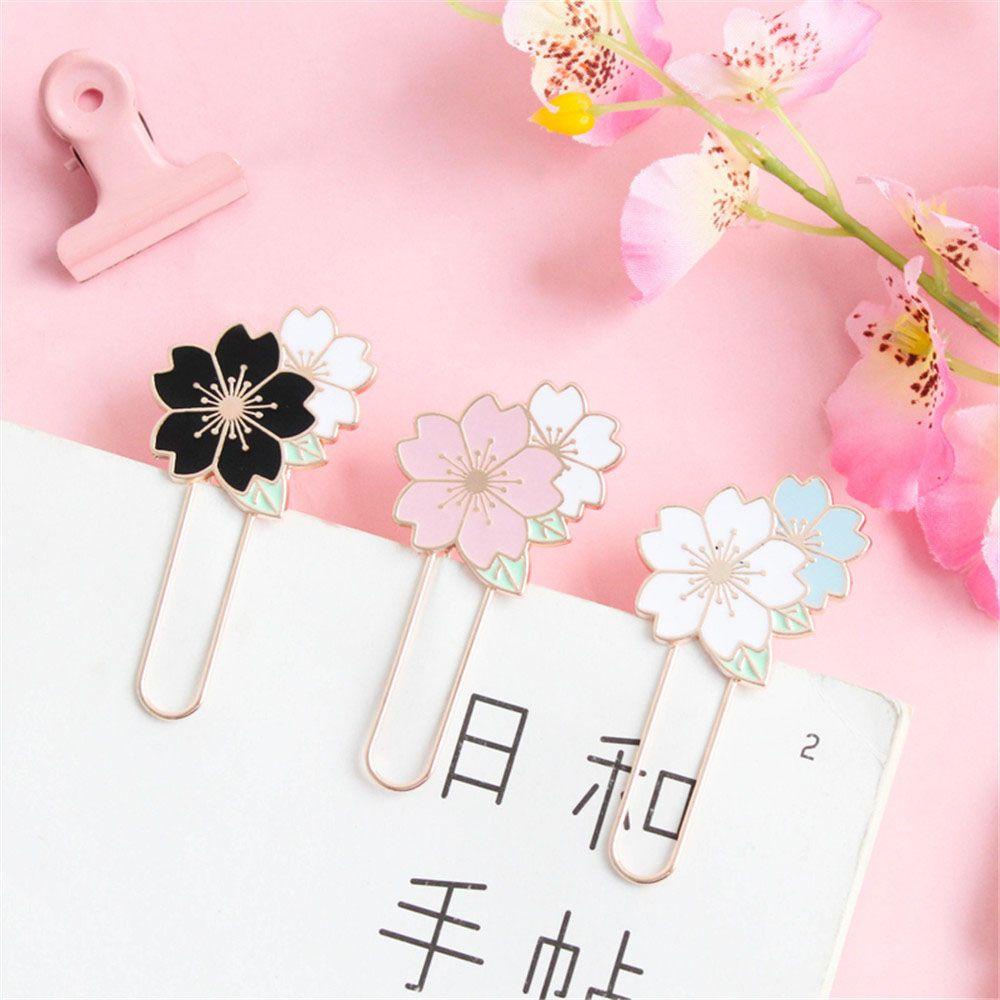 [Elegan] Bookmark Gift Decor Kreatif Warna-Warni Logam Sakura Perlengkapan Kantor Sekolah