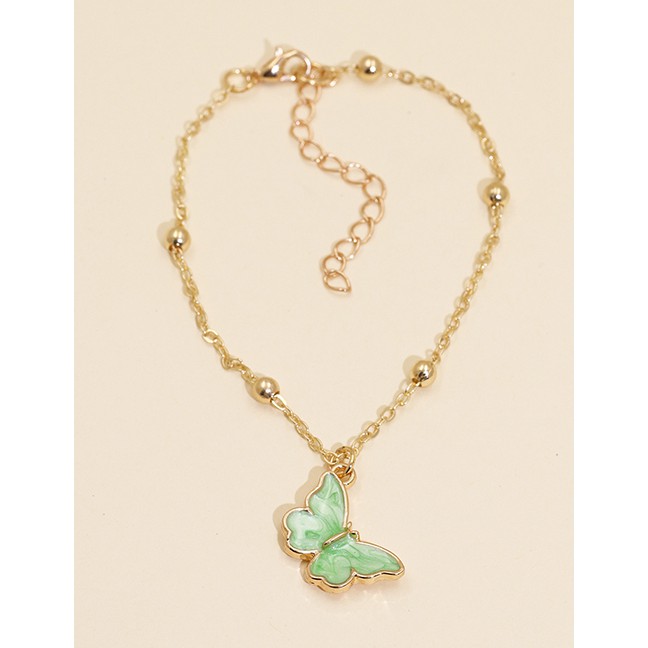 LRC Gelang Tangan Fashion Purple Dripping Butterfly Round Bead Alloy K3406X