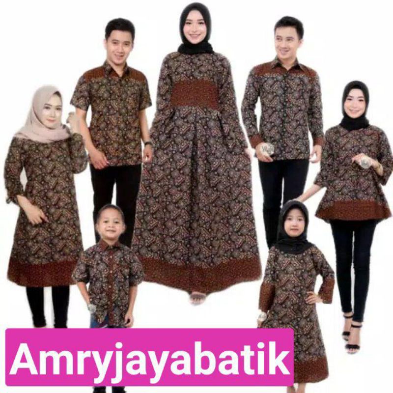 BATIK TRADISIONAL COUPLE BATIK KELUARGA SARIMBIT GAMIS FAMILLY SET RISNA BATIK SOGAN LAWASAN MATARAM