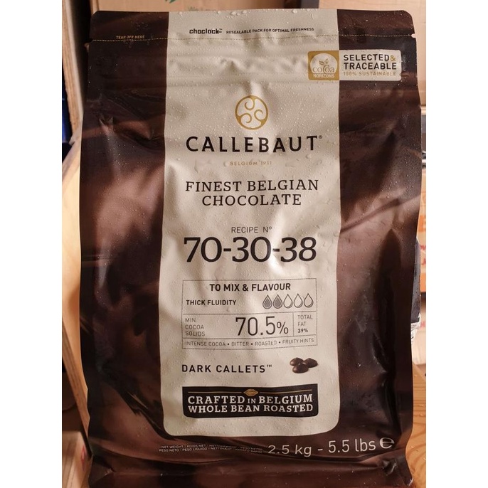 

Callebaut 70% Coklat Finest Belgian Dark Chocolate 2.5 Kg ---NEW---