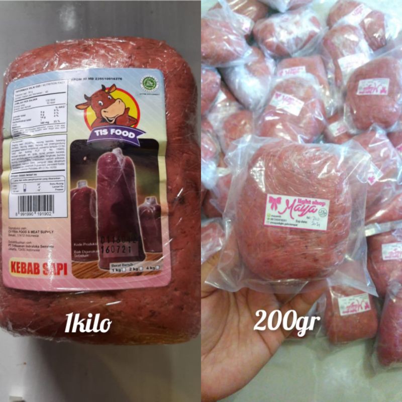 daging kebab sapi 1kg 200gr halal bahan kebab
