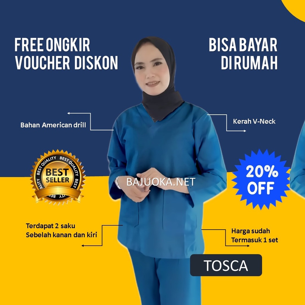 Pakaian Baju Seragam Kerja Ok Perawat Oka Drill Murah Jaga Petugas Medis Terbaru Lengan Panjang Pend