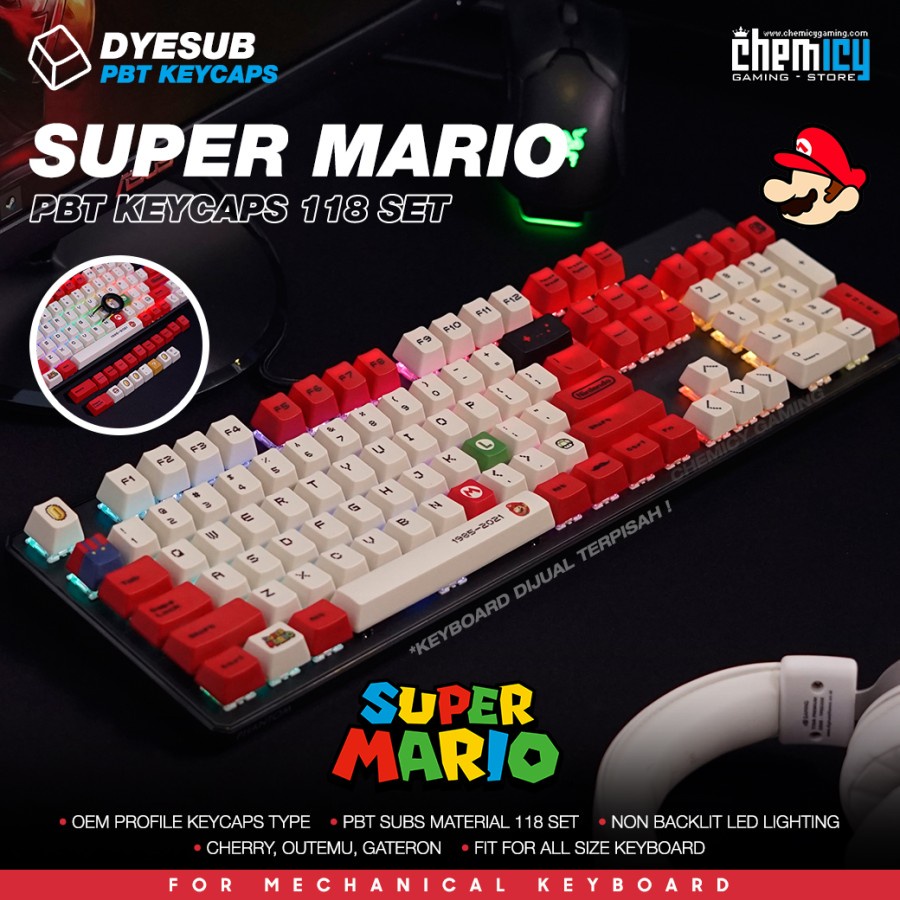 Super Mario Bros 118 Set Keycaps OEM Profile