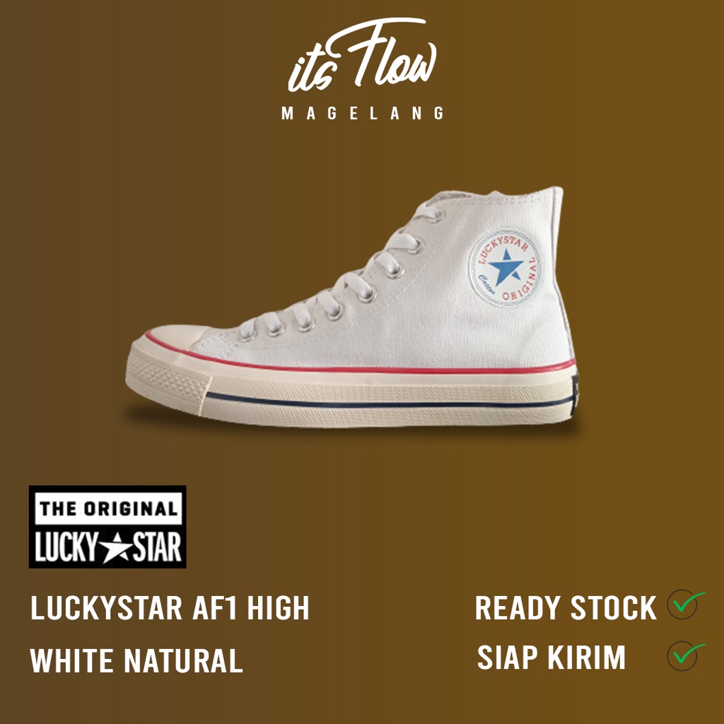 Sepatu  Lucky Star AF1 High  White/Natural Original Itsflow - Termurah Terlaris