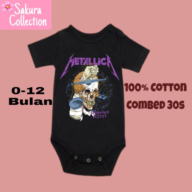 Kaos baju bayi jumper baby kids pendek band METALLICA punk rock metal logo tulisan usia 0 1 2 3 4 5 6 7 8 9 10 11 12 bulan sampai umur 1 tahun adem jumpsuit babysuit romper bodysuit little anak kecil hitam style laki laki perempuan unisex nyaman lembut