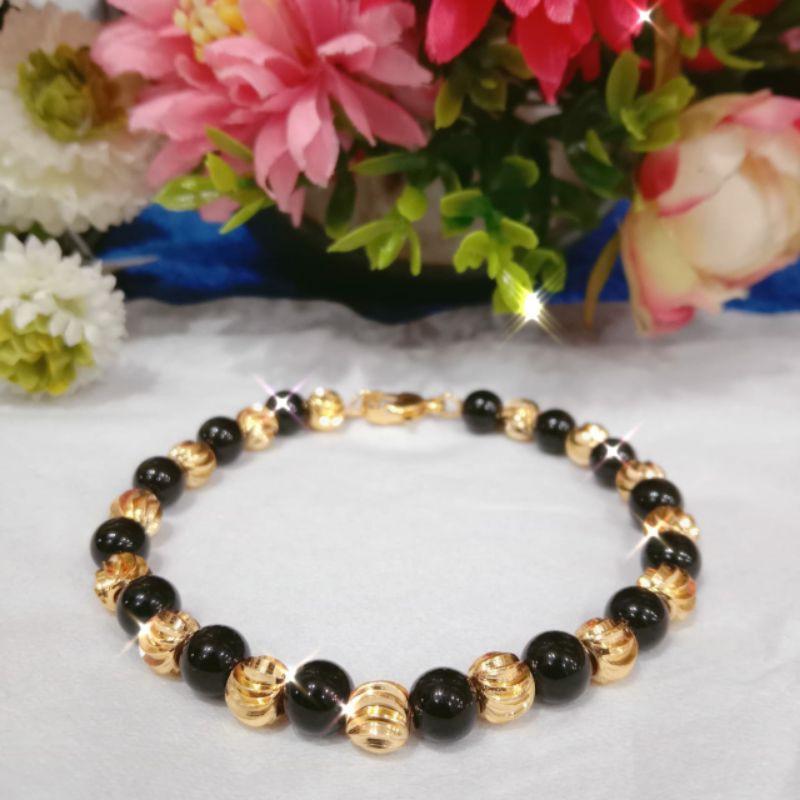 Fourfashion Gelang Tangan Dewasa Motif Bola-Bola Gradasi Black YT065