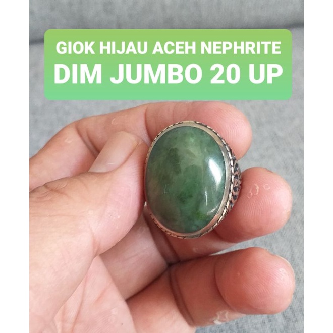 CINCIN BATU AKIK GIOK HIJAU ACEH NEPHRITE JADE JUMBO DIM UP 20MM
